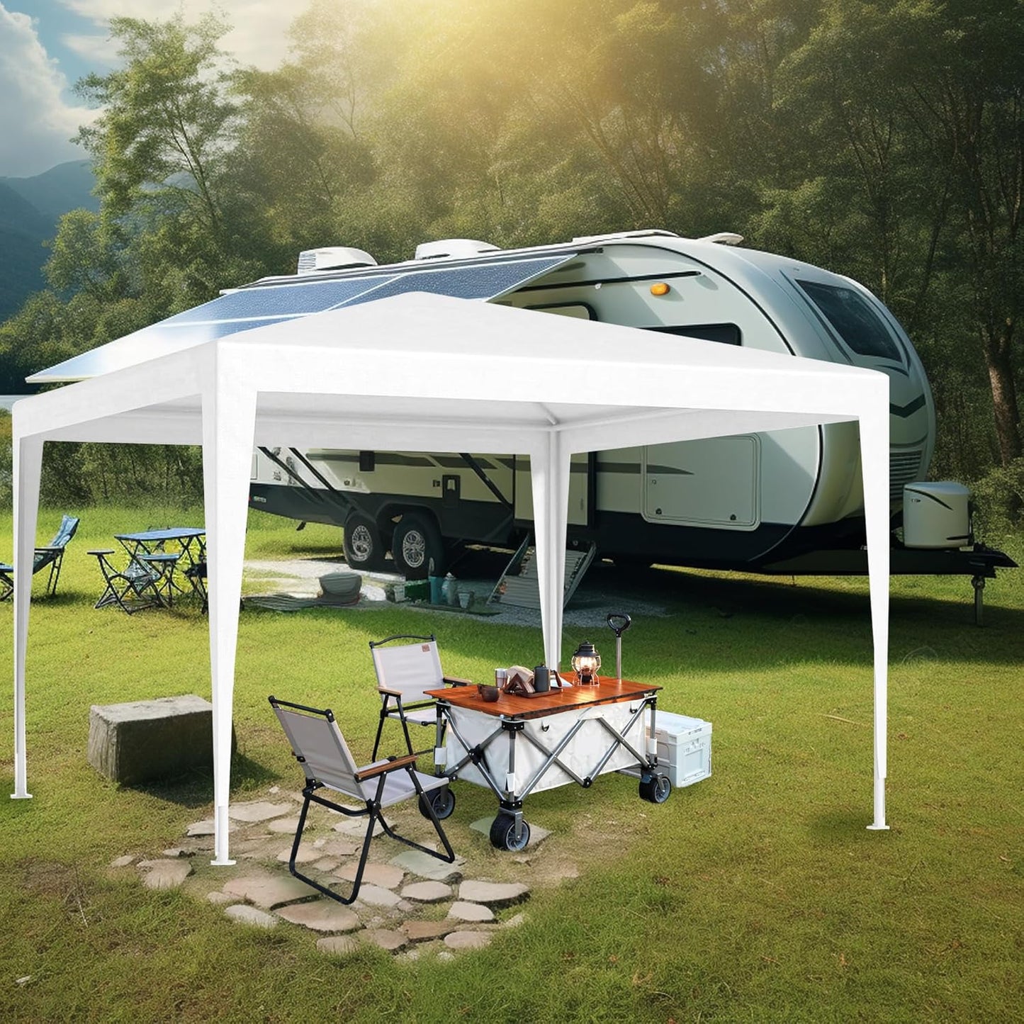 10 x 10 FT Outdoor Wedding Party Canopy Tent with Sidewalls, White Waterproof Heavy Duty Gazebo Tent, Portable Steel Pole Sun Shelter for Outdoor Patio Lawn Garden Yard