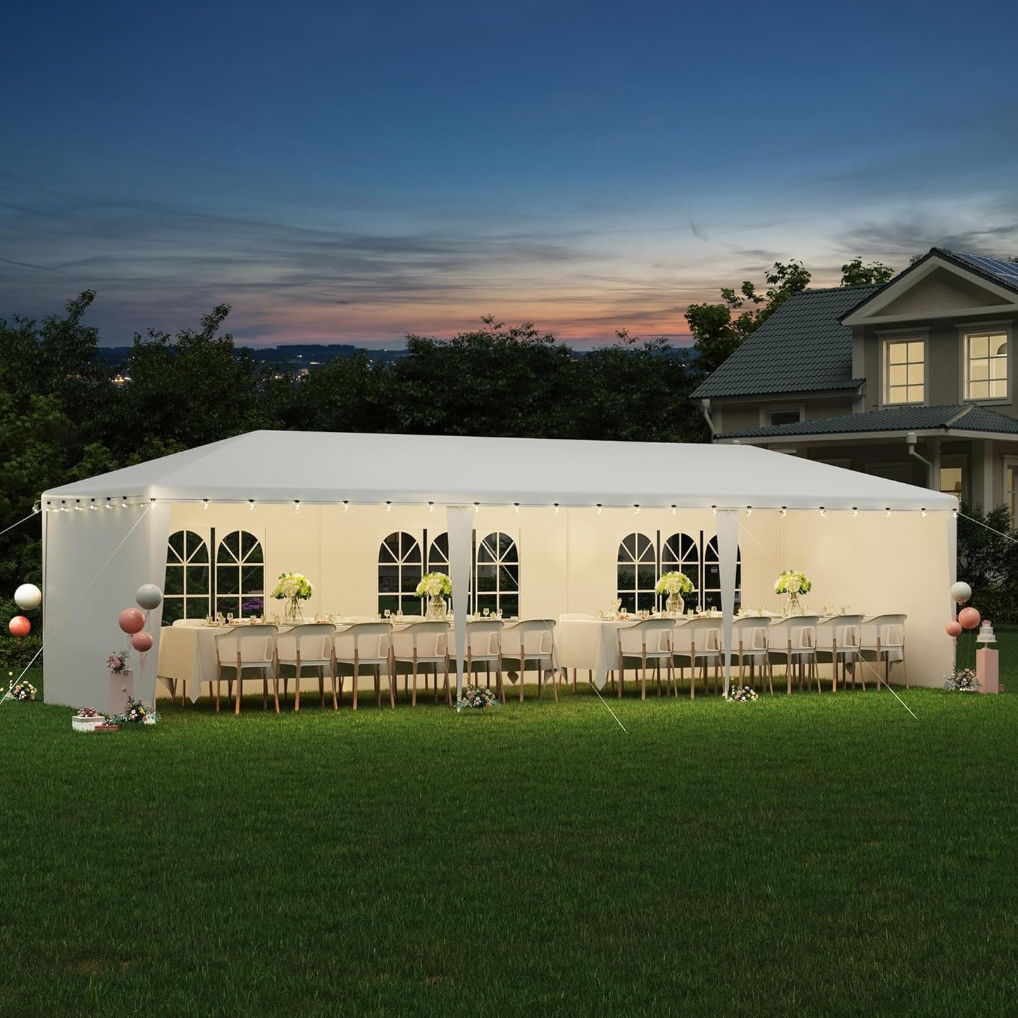 10x30 Ft Outdoor Party Tent with Removable Walls and Windows
