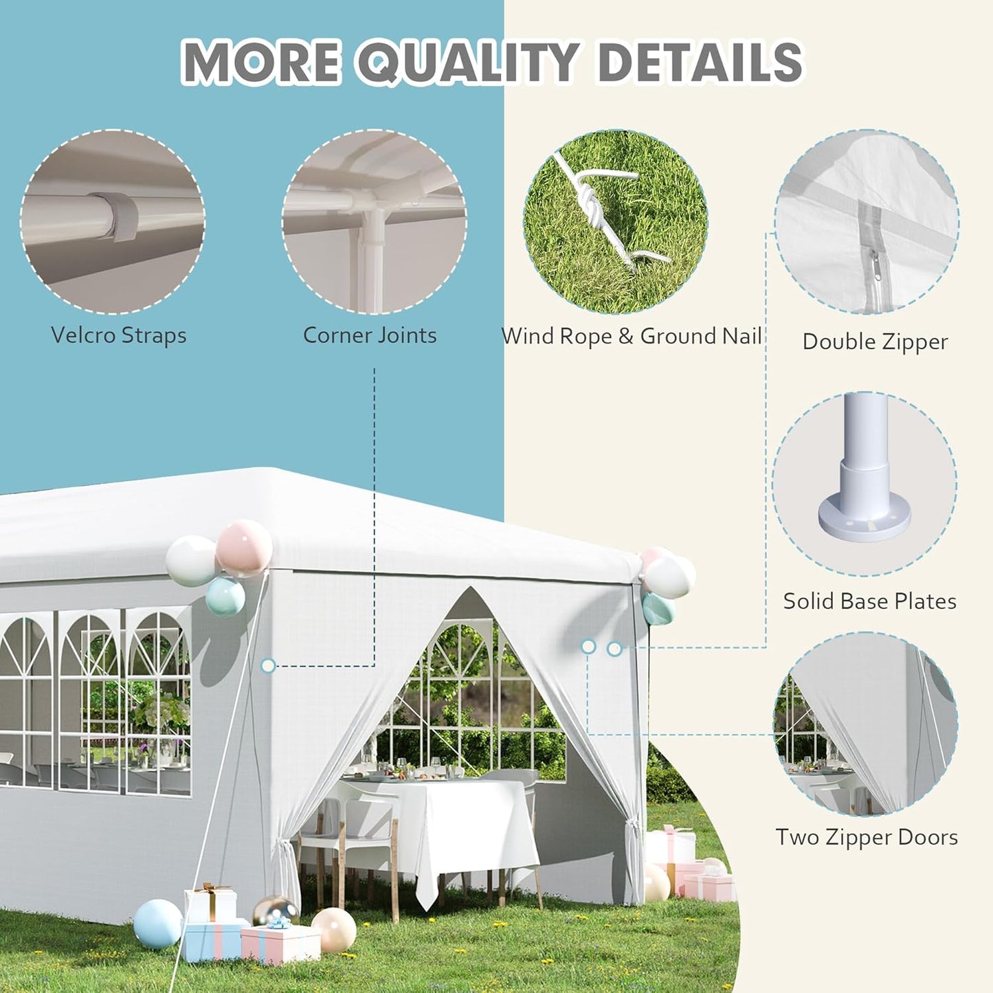 10x30 Ft Outdoor Party Tent with Removable Walls and Windows