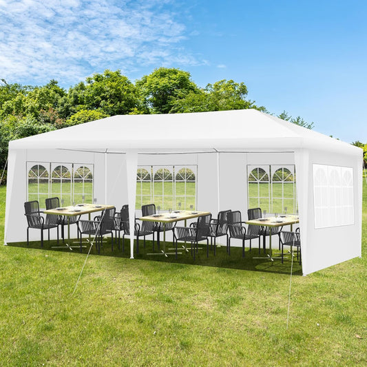 Outdoor Canopy Tent 10'x20', Large Party Tent with 4 Removable Sidewalls, Heavy Duty Waterproof Event Tent for Wedding, BBQ Dining, White