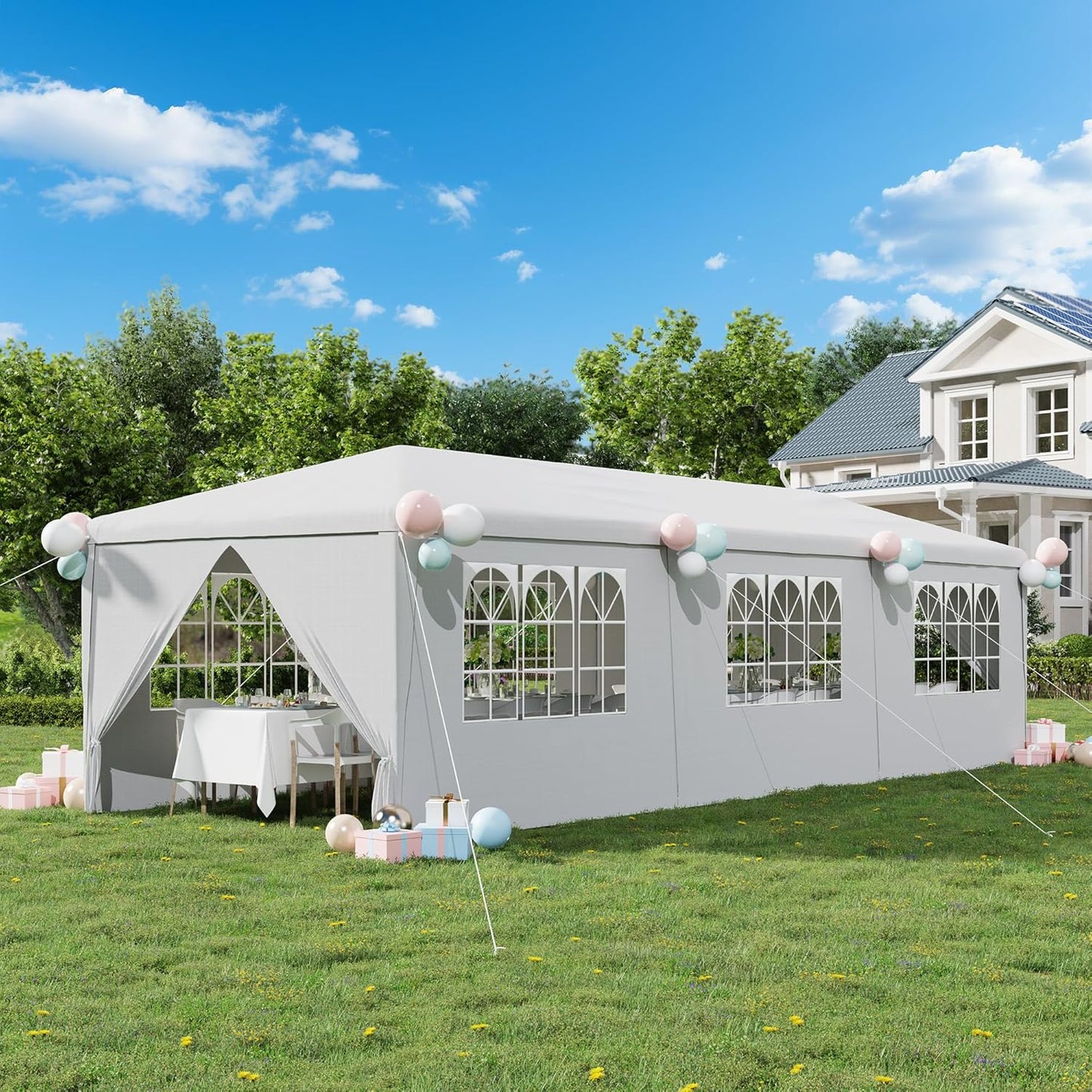 10x30 Ft Outdoor Party Tent with Removable Walls and Windows